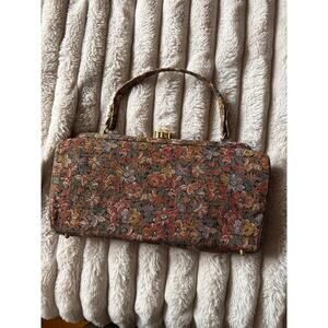 Vintage Stylecraft Miami Floral Tapestry Purse Clutch 1960’s Cottage Boho